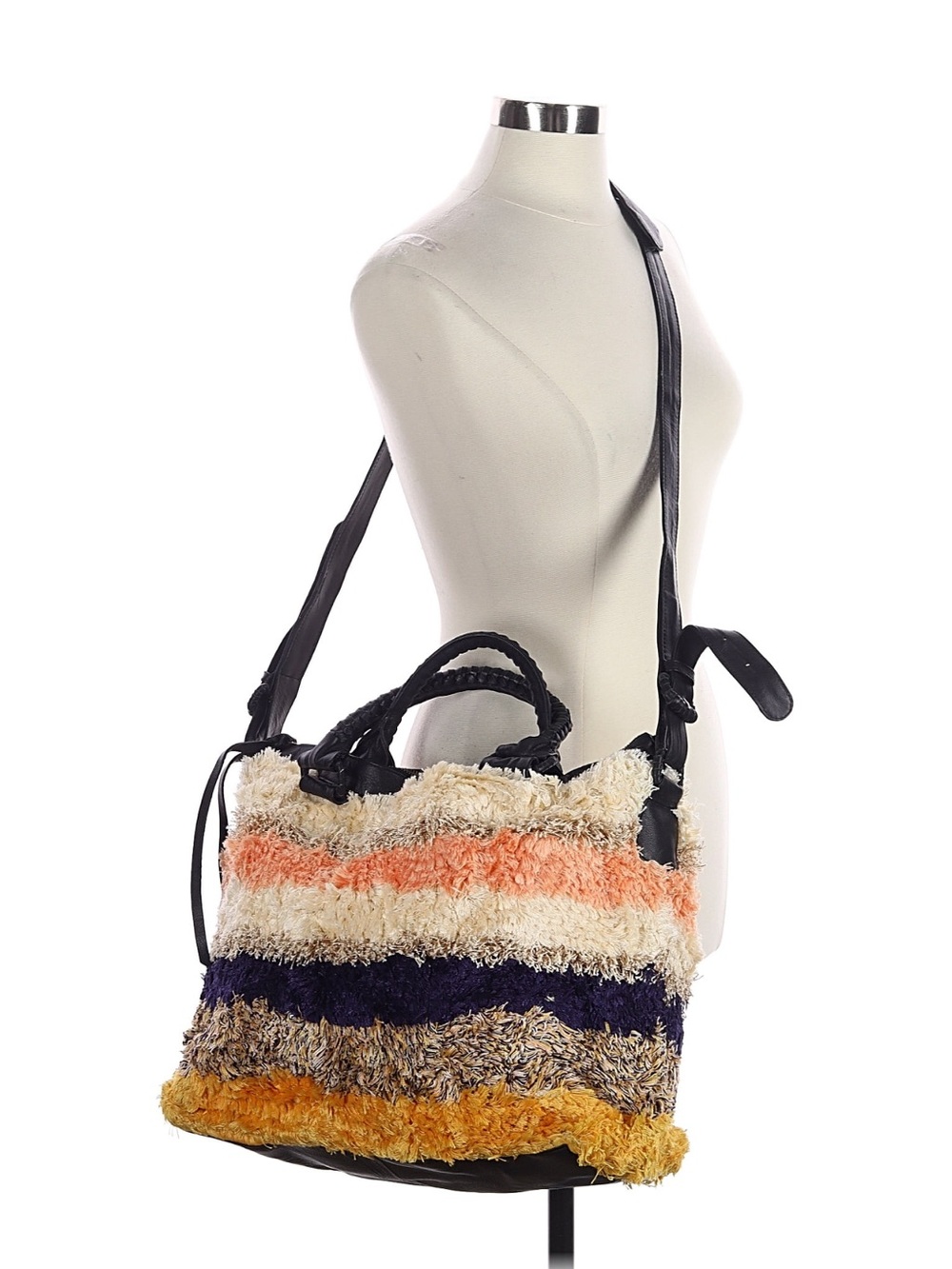 Cleobella Colinas stripe shaggy sparkle furry large Revolve Weekend Bag - Picture 5 of 16